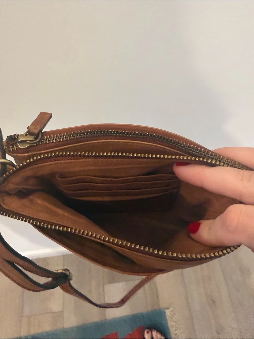 100% Genuine Leather Brown Tooled Leather Crossbody Bag- Made in India